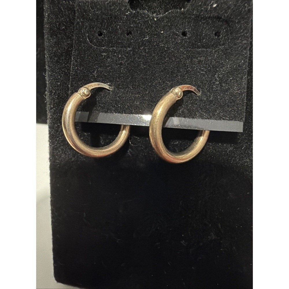 Vintage Sterling Silver 925 Small Classic Hoop Earrings Gold Tone 2.4g